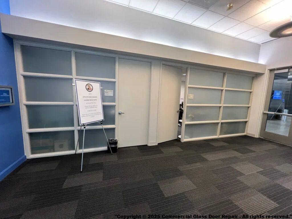 Door Replacement Company White Marsh MD Storefront Aluminum Glass Exit Frameless office entrance Emergency Break In Burglary Same Day Service