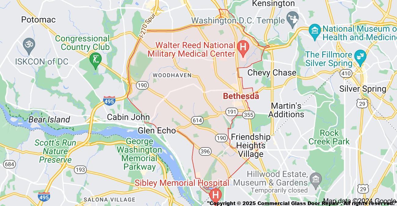 Bethesda Maryland Commercial Door Repair Glass Replacement Hinge Pivot Closer Panic Exit Device Repair Storefront Business Front Entry Metal